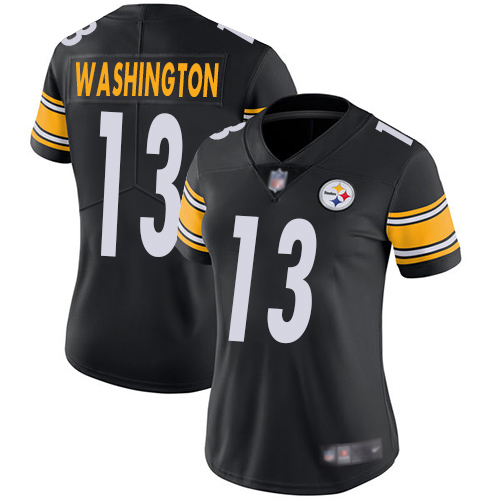 Women Pittsburgh Steelers Football #13 Limited Black James Washington Home Vapor Untouchable Nike NFL Jersey